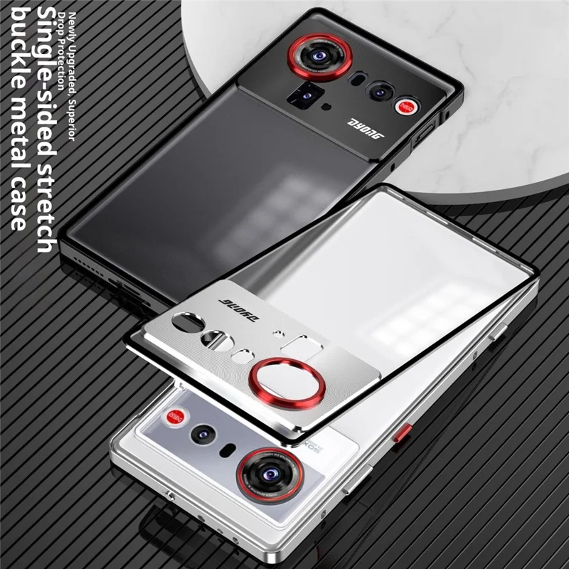 For ZTE nubia Z80 Ultra 5G Matte Case Aluminium Alloy + PC Phone Cover Pop-Up Snap Lock - Black