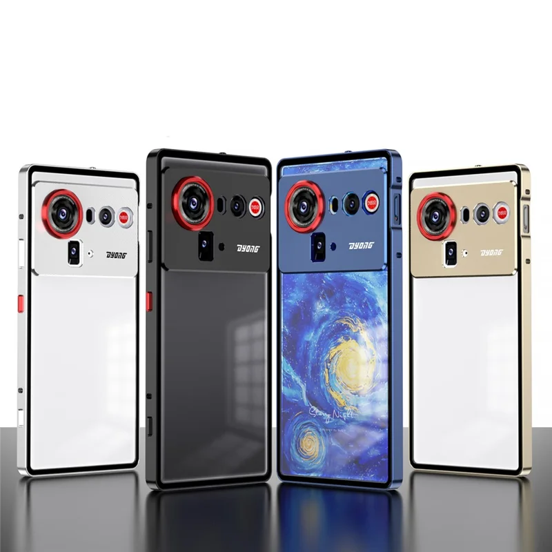 For ZTE nubia Z80 Ultra 5G Matte Case Aluminium Alloy + PC Phone Cover Pop-Up Snap Lock - Black