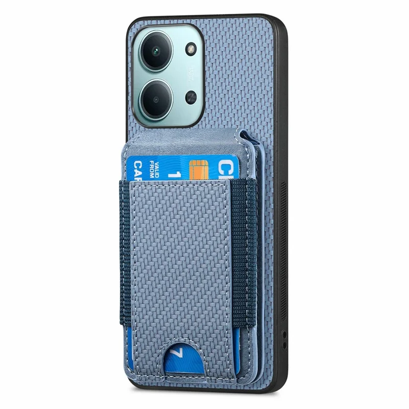 Protective Cover For Xiaomi Redmi 15C 5G (EU) (173mm) / 15C 4G (EU) (173mm) Fiber Texture Flip Case Card Holder Stand Adjustable Angle - Blue