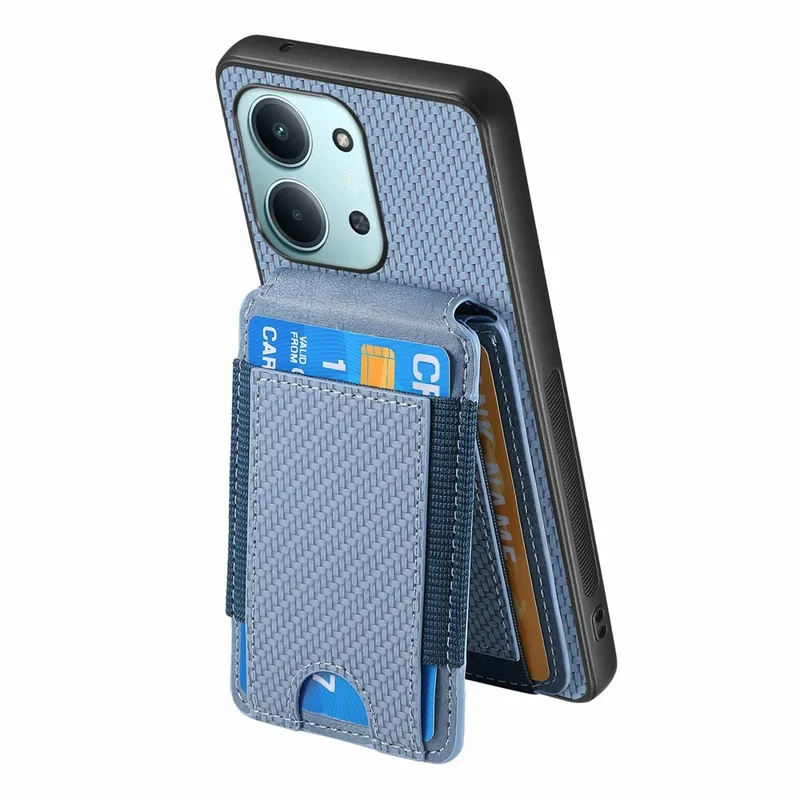 Protective Cover For Xiaomi Redmi 15C 5G (EU) (173mm) / 15C 4G (EU) (173mm) Fiber Texture Flip Case Card Holder Stand Adjustable Angle - Blue