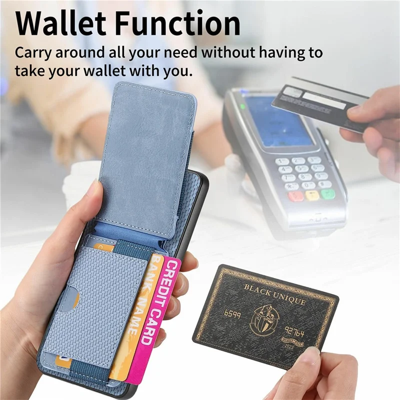 Protective Cover For Xiaomi Redmi 15C 5G (EU) (173mm) / 15C 4G (EU) (173mm) Fiber Texture Flip Case Card Holder Stand Adjustable Angle - Blue