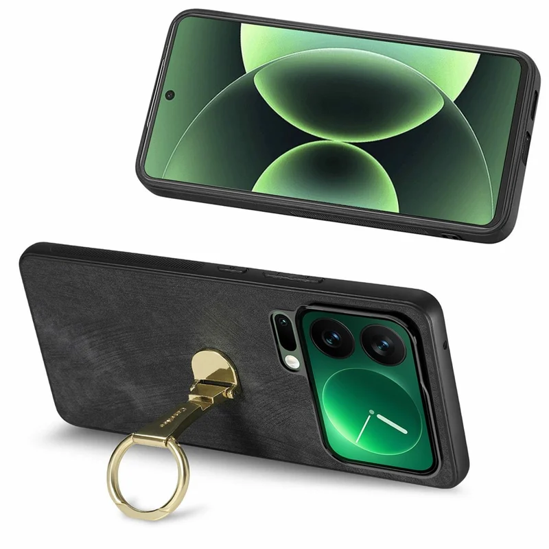 CASENEO D22 For Xiaomi 17 Pro Max Case Folding Kickstand Retro Leather Back Phone Cover - Black