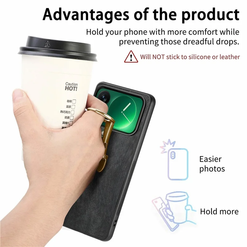 CASENEO D22 For Xiaomi 17 Pro Max Case Folding Kickstand Retro Leather Back Phone Cover - Black