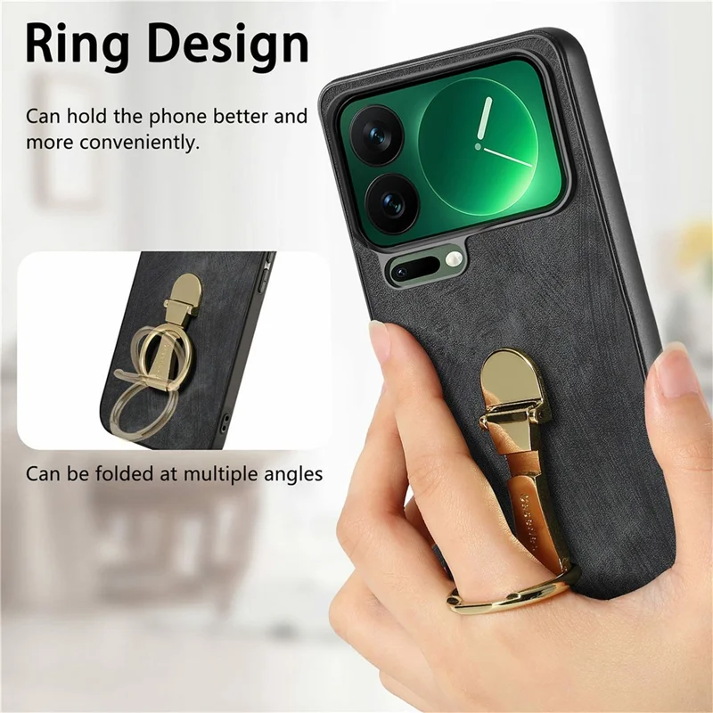 CASENEO D22 For Xiaomi 17 Pro Max Case Folding Kickstand Retro Leather Back Phone Cover - Black