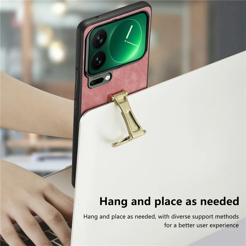 CASENEO D22 For Xiaomi 17 Pro Max Case Folding Kickstand Retro Leather Back Phone Cover - Black