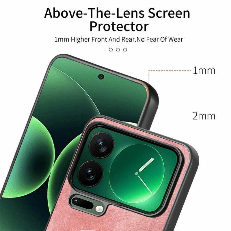 For Xiaomi 17 Pro Phone Case with Rotating Kickstand Stress Relief Retro Leather Back Cover - Pink