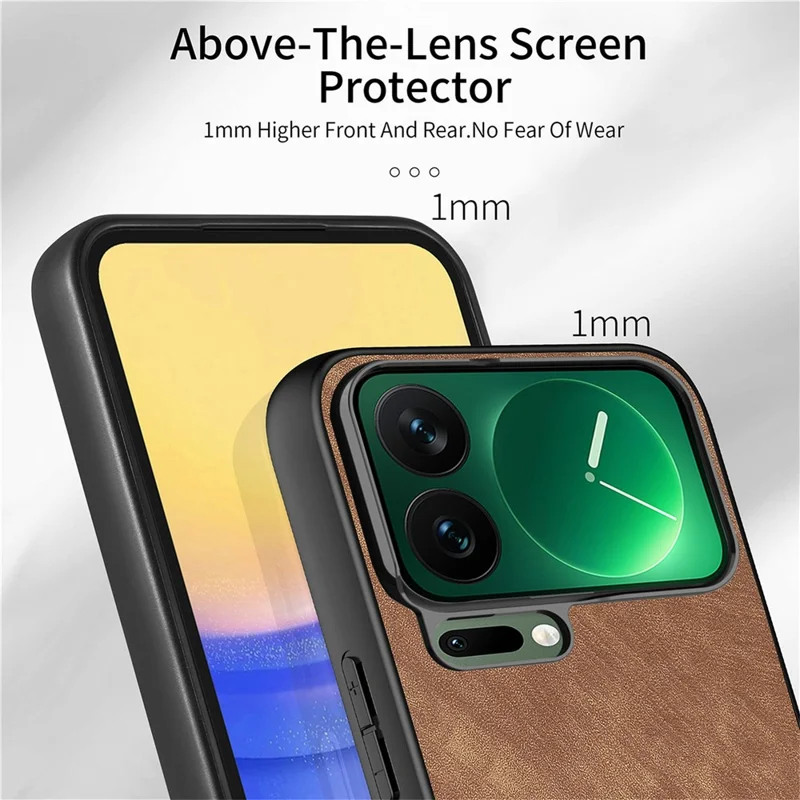 For Xiaomi 17 Pro Max Case Shockproof Slim Retro Leather Phone Back Cover - Brown