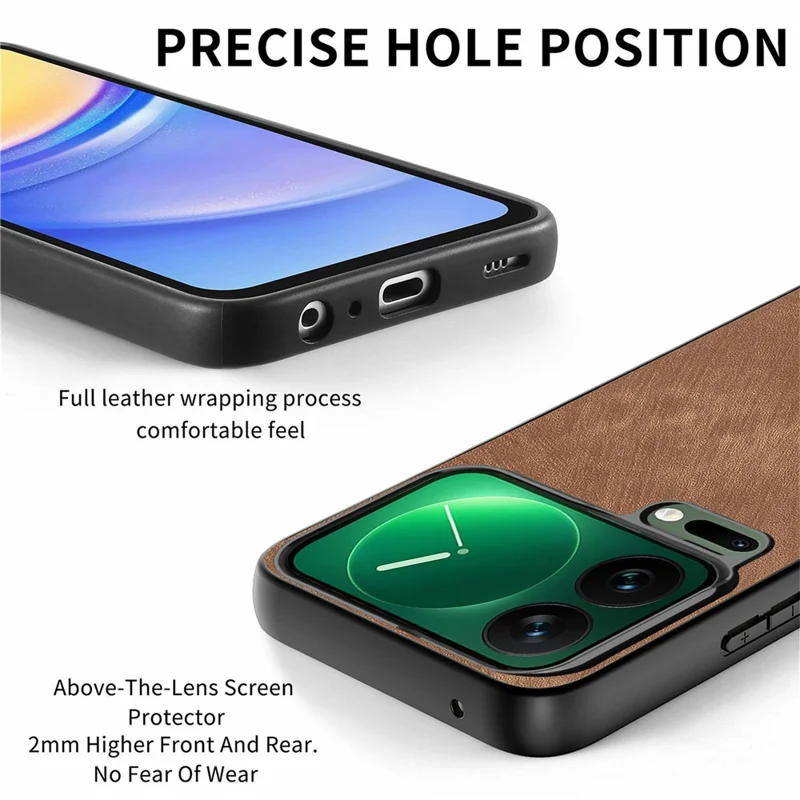 For Xiaomi 17 Pro Max Case Shockproof Slim Retro Leather Phone Back Cover - Brown