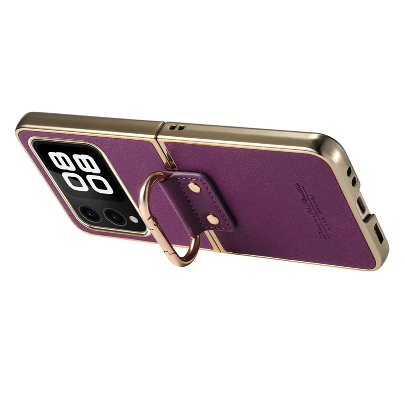 Для Huawei nova Flip 5G Case Electroplating Leather Coated PC Phone Cover with Spring Ring Buckle Kickstand - Фиолетовый