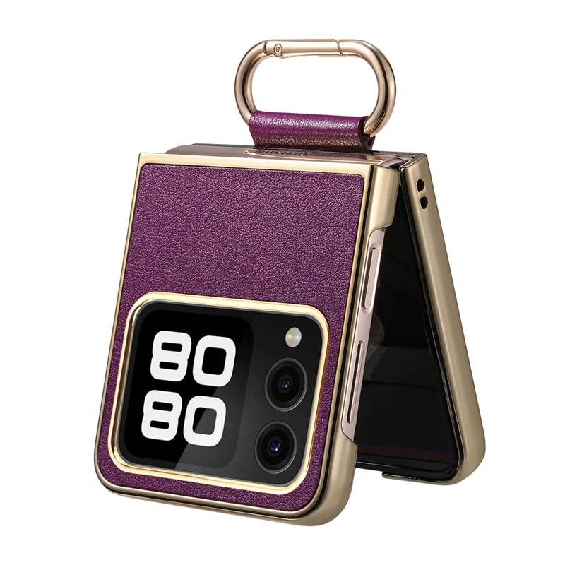 Для Huawei nova Flip 5G Case Electroplating Leather Coated PC Phone Cover with Spring Ring Buckle Kickstand - Фиолетовый