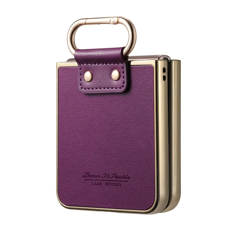 Для Huawei nova Flip 5G Case Electroplating Leather Coated PC Phone Cover with Spring Ring Buckle Kickstand - Фиолетовый