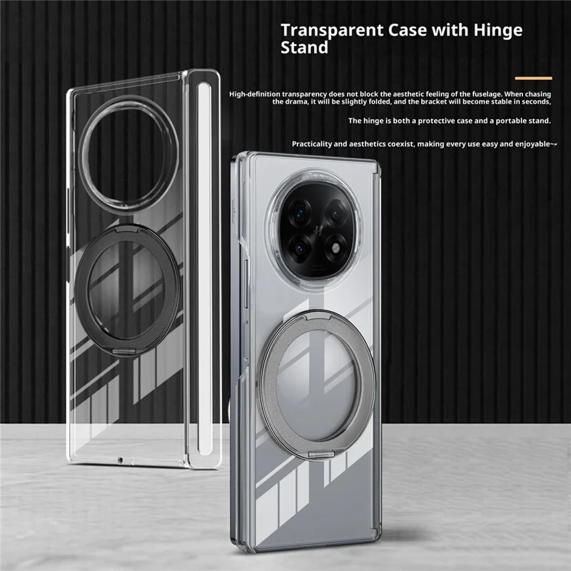 Étui de protection cristal compatible avec MagSafe pour Oppo Find N5 5G avec support intégré, boîtier en TPU et PC, protection magnétique - Gris