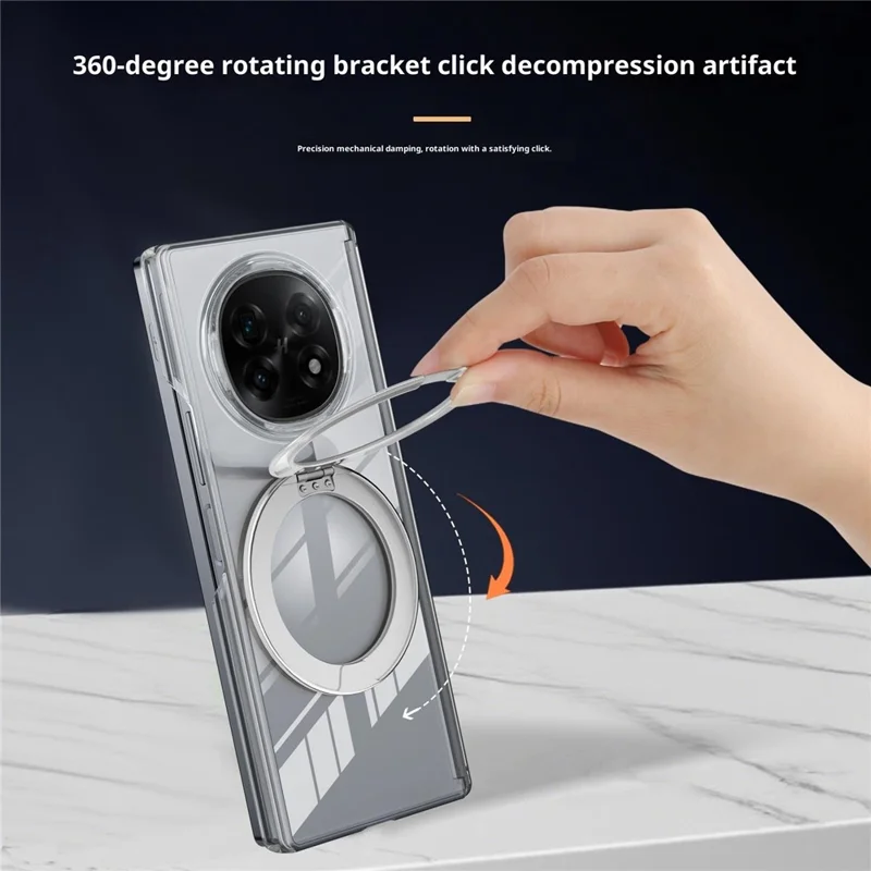 Étui de protection cristal compatible avec MagSafe pour Oppo Find N5 5G avec support intégré, boîtier en TPU et PC, protection magnétique - Gris