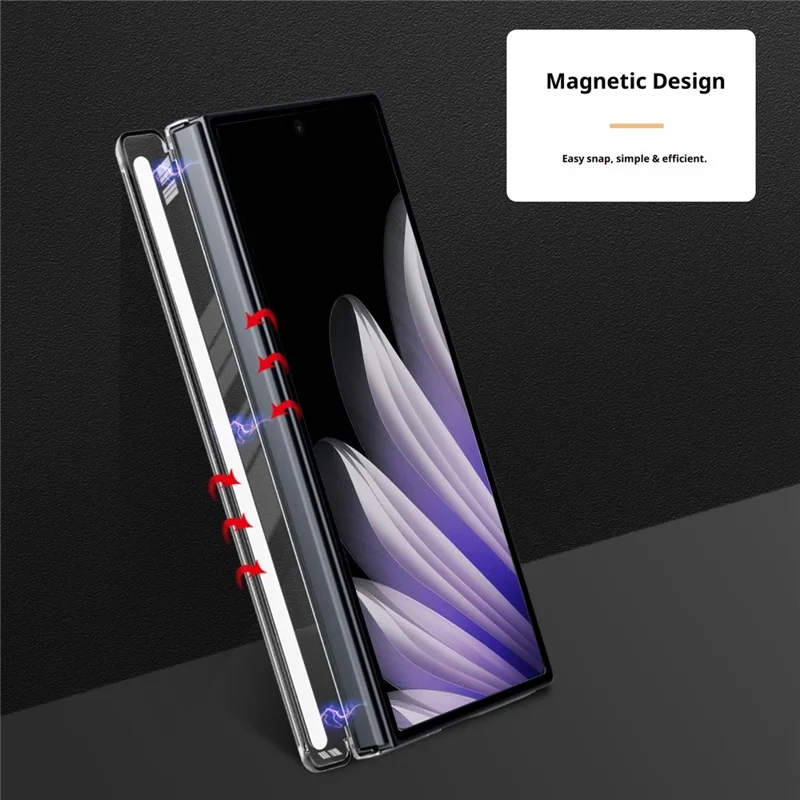 Étui de protection cristal compatible avec MagSafe pour Oppo Find N5 5G avec support intégré, boîtier en TPU et PC, protection magnétique - Gris