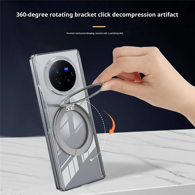 For vivo X Fold3 Pro Kickstand Crystal Magnetic Case TPU PC Phone Cover Magnetic Hinge Protection - White