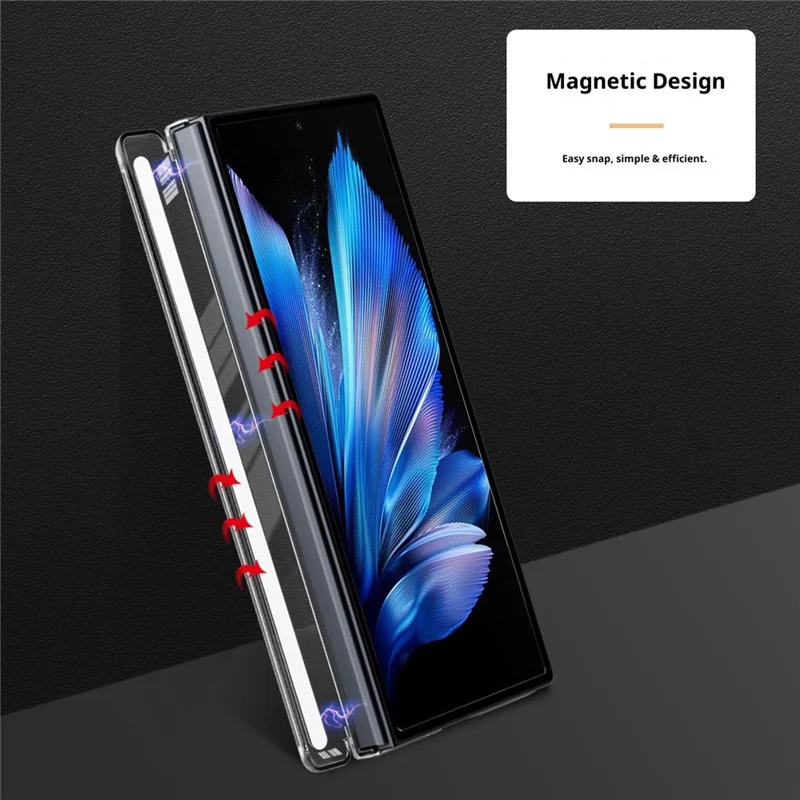 For vivo X Fold3 Pro Kickstand Crystal Magnetic Case TPU PC Phone Cover Magnetic Hinge Protection - White