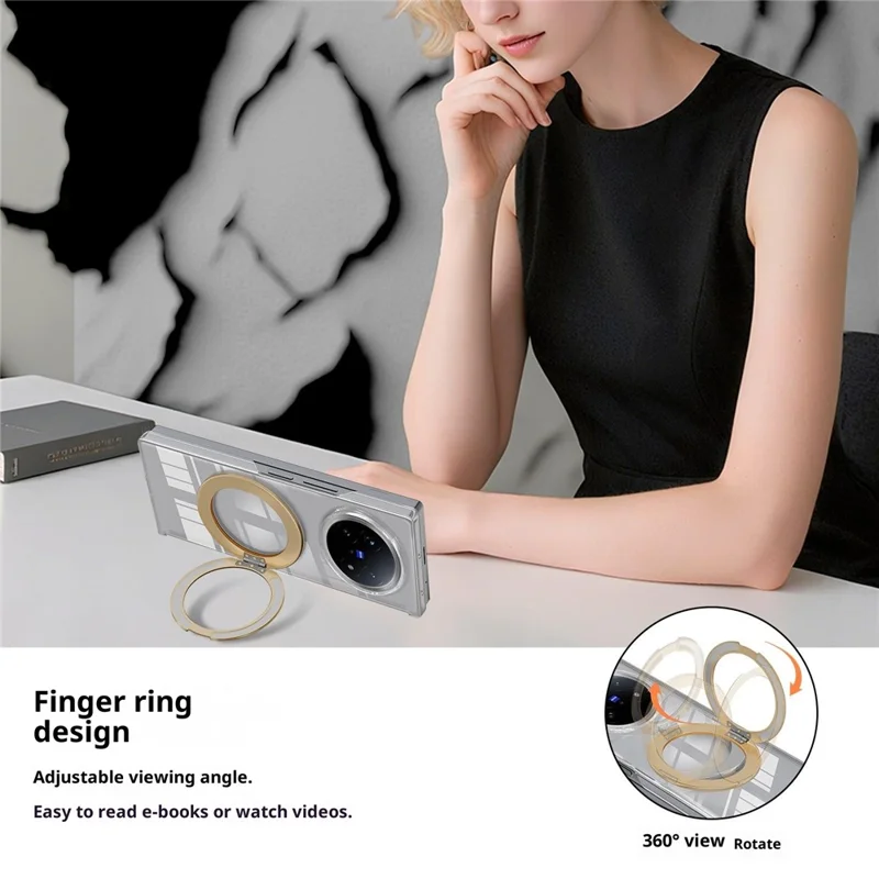 For vivo X Fold5 5G Kickstand Crystal Magnetic Case TPU PC Phone Cover Magnetic Hinge Protection - Grey