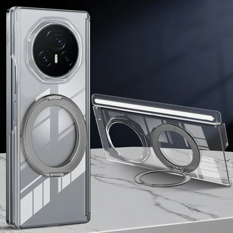 Für Honor Magic V3 5G Kickstand Crystal Case kompatibel mit MagSafe TPU PC Telefonabdeckung Magnetisches Scharnier Schutz - Grau