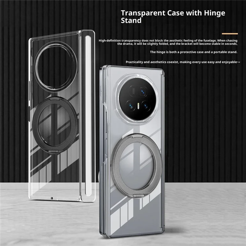 For Honor Magic V5 5G Kickstand Crystal Case Magnetic Case TPU PC Phone Cover Magnetic Hinge Protection - Grey