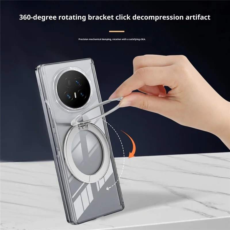 For Honor Magic V5 5G Kickstand Crystal Case Magnetic Case TPU PC Phone Cover Magnetic Hinge Protection - Grey