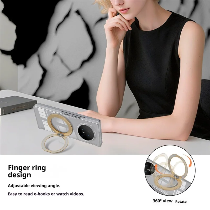 For Honor Magic V5 5G Kickstand Crystal Case Magnetic Case TPU PC Phone Cover Magnetic Hinge Protection - Grey