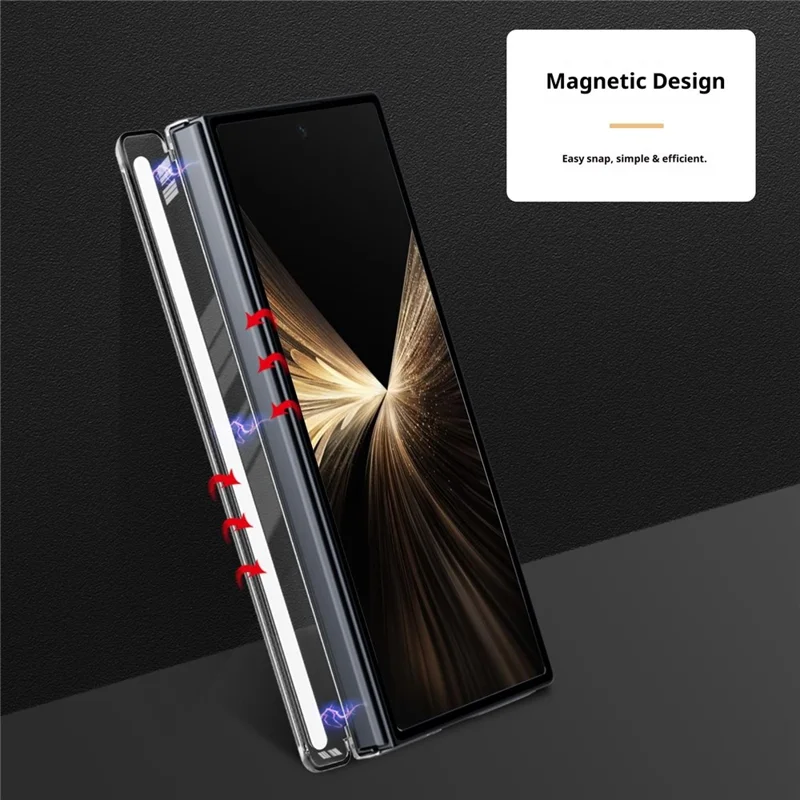 For Honor Magic V5 5G Kickstand Crystal Magnetic Case TPU PC Phone Cover Magnetic Hinge Protection - White