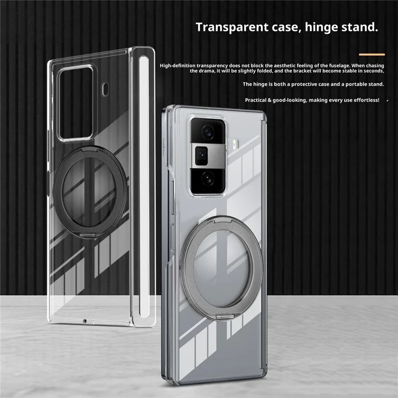 For Honor Magic Vs3 5G Kickstand Crystal Magnetic Case TPU PC Phone Cover Magnetic Hinge Protection - Grey