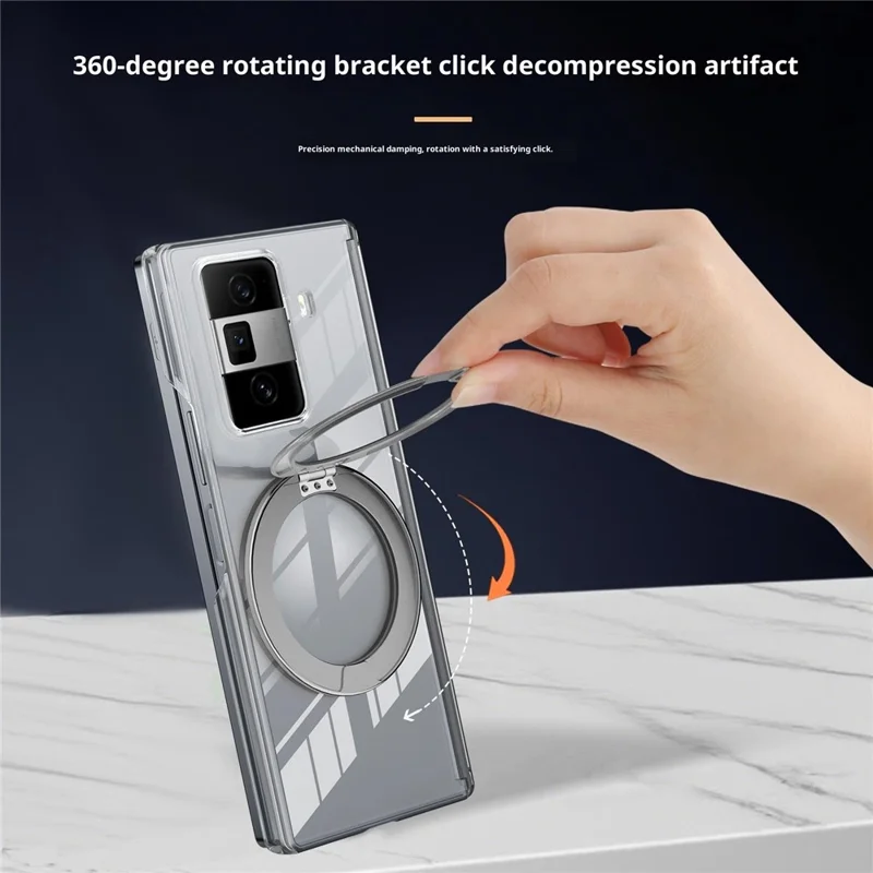 For Honor Magic Vs3 5G Kickstand Crystal Magnetic Case TPU PC Phone Cover Magnetic Hinge Protection - Grey