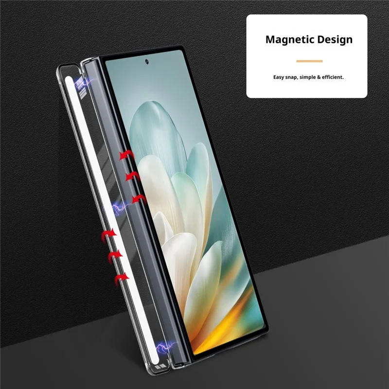 For Honor Magic Vs3 5G Kickstand Crystal Magnetic Case TPU PC Phone Cover Magnetic Hinge Protection - Grey