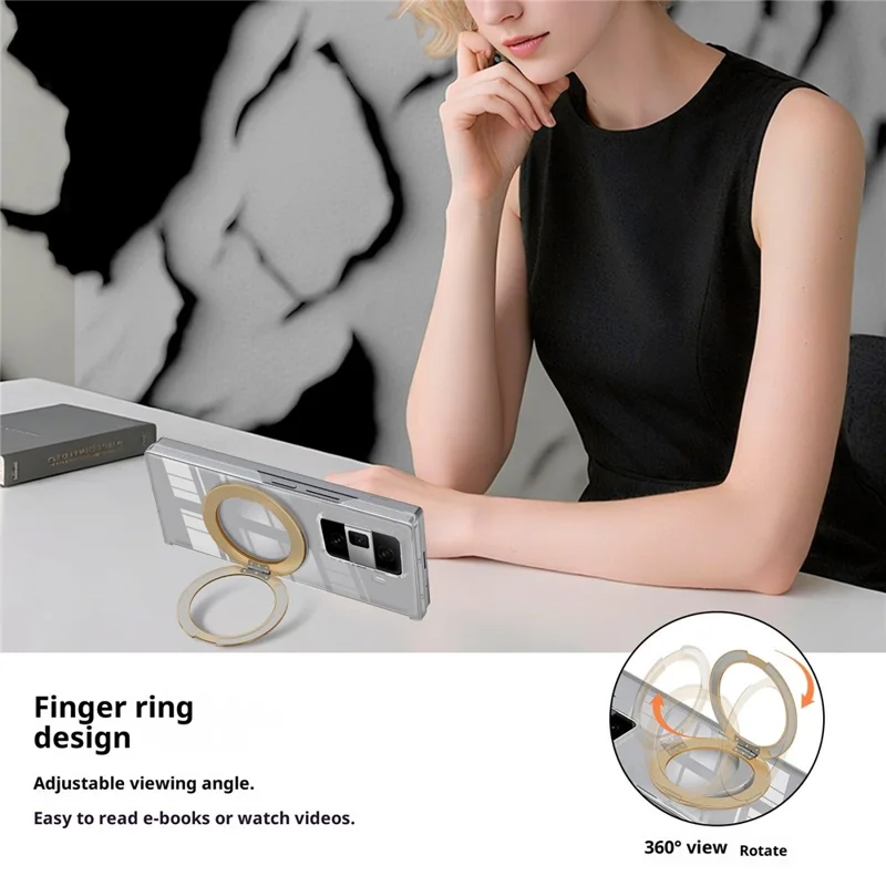 For Honor Magic Vs3 5G Kickstand Crystal Magnetic Case TPU PC Phone Cover Magnetic Hinge Protection - Grey