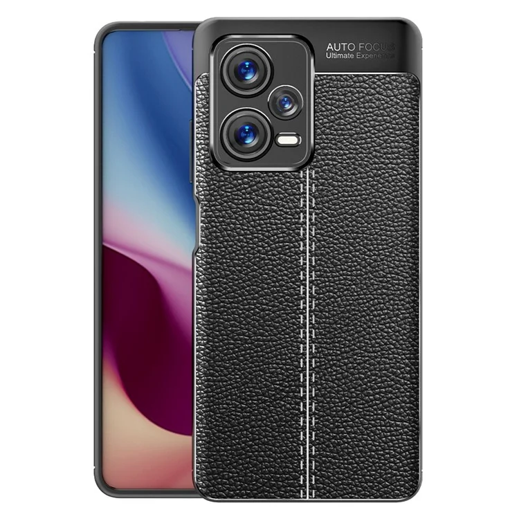TPU Case para Xiaomi Redmi Note 12 Pro+ 5G, Capa Protetora de Telefone com Textura Antiderrapante de Litchi - Preto
