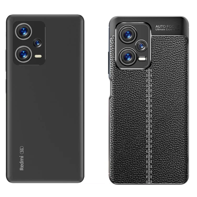 TPU Case para Xiaomi Redmi Note 12 Pro+ 5G, Capa Protetora de Telefone com Textura Antiderrapante de Litchi - Preto