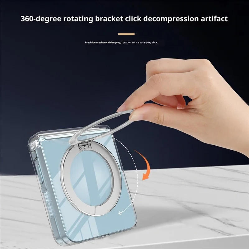 Étui de protection en cristal compatible avec MagSafe pour Xiaomi Mix Flip 2 avec support intégré, boîtier en TPU PC, protection magnétique - Or