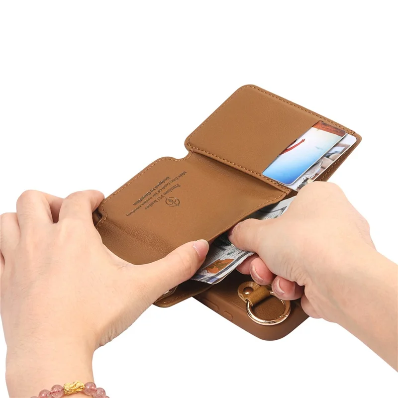 For Samsung Galaxy A16 5G  /  A16 4G Case D-Ring Holder Leather + PC + TPU Phone Cover with Wallet Kickstand - Brown