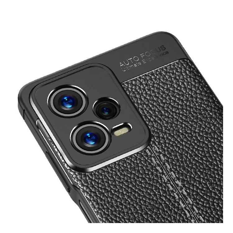 Étui TPU pour Xiaomi Redmi Note 12 Pro 5G, Housse de protection antichoc à texture de litchi - Noir