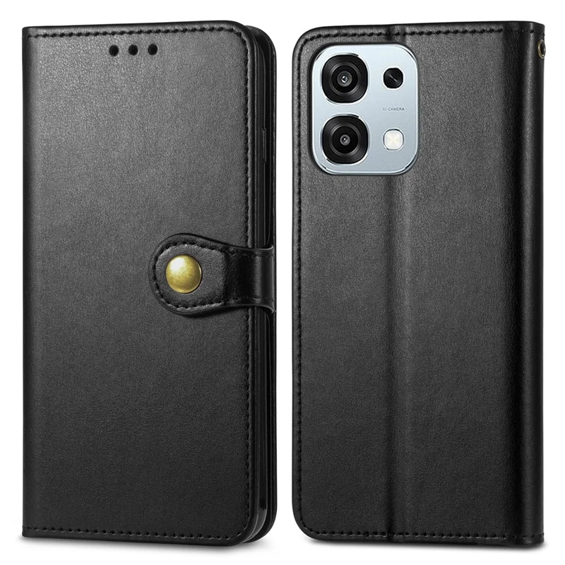 For Oppo A6 Pro 5G  /  F31 5G Case Wallet Stand Leather Phone Cover with Wrist Strap - Black