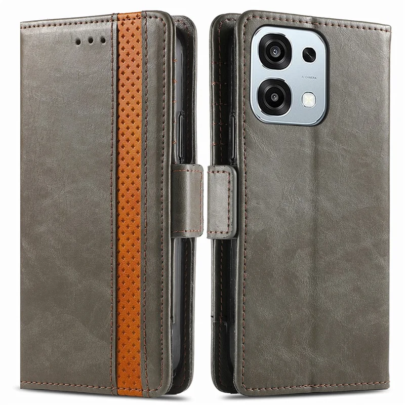 CASENEO Para Oppo A6 Pro 5G / F31 5G Capas de Telefone Casos de Couro PU com Bloqueio RFID Carteira com Suporte - Cinza