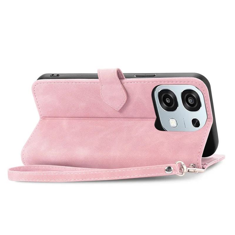 Étui portefeuille à fermeture éclair pour Oppo A6 Pro 5G / F31 5G avec sangle, motif floral, en cuir PU - Rose