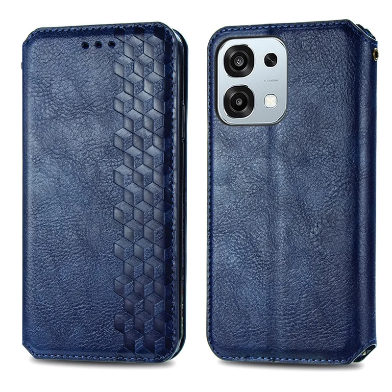 For Oppo A6 Pro 5G  /  F31 5G Case Rhombus Imprint PU Leather Wallet Phone Cover - Blue