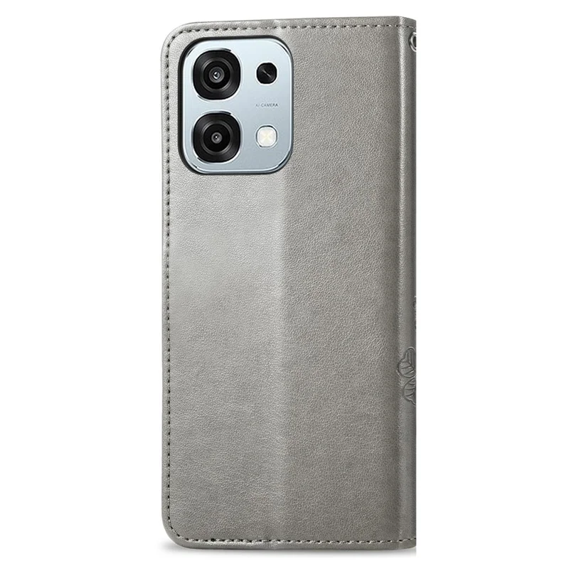 Étui en cuir à quatre feuilles de trèfle pour Oppo A6 Pro 5G / F31 5G - Gris