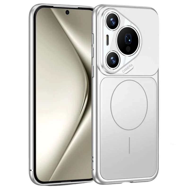 غطاء لهواوي بورا 70 برو / بورا 70 برو+ يحوله إلى غطاء لهاتف آيفون 17 برو، مات من مادة البولي كربونات، متوافق مع MagSafe - فضي