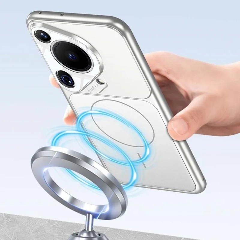 غطاء لهواوي بورا 70 برو / بورا 70 برو+ يحوله إلى غطاء لهاتف آيفون 17 برو، مات من مادة البولي كربونات، متوافق مع MagSafe - فضي