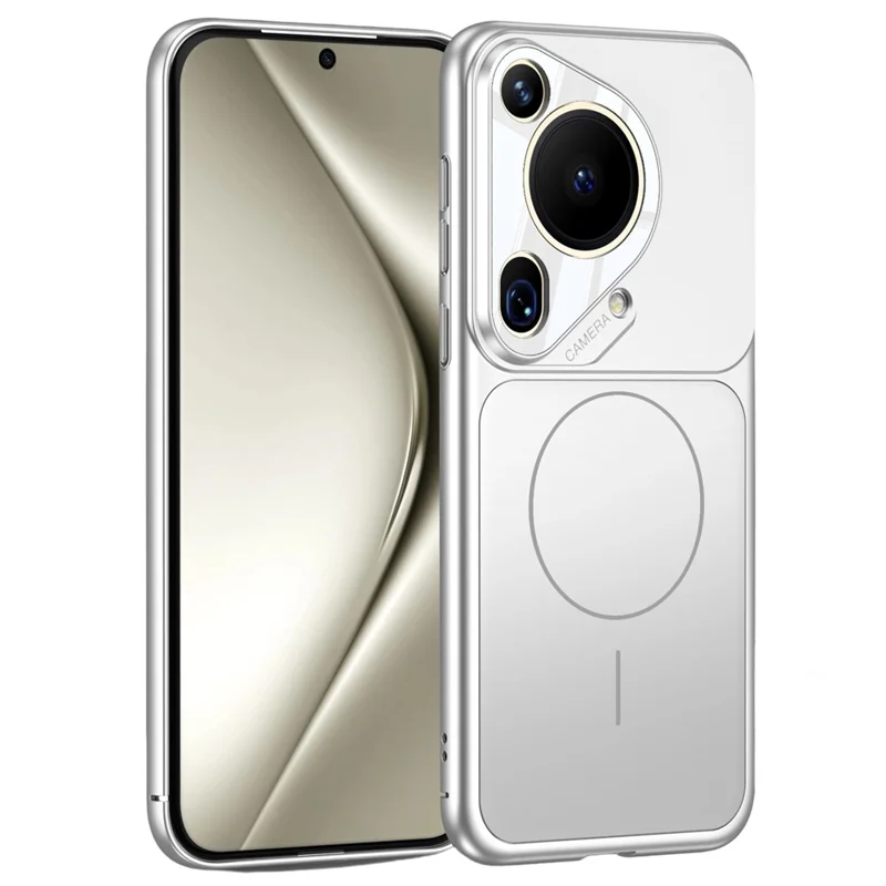 For Huawei Pura 70 Ultra Case Transform to for iPhone 17 Pro Matte PC Phone Cover Magnetic Case - Silver