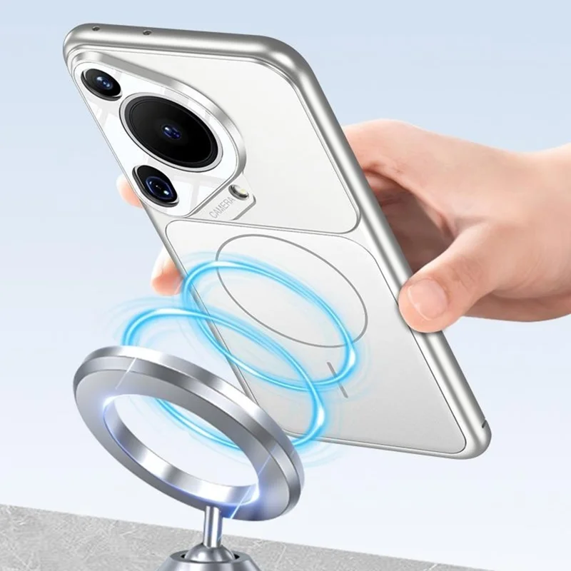 For Huawei Pura 70 Ultra Case Transform to for iPhone 17 Pro Matte PC Phone Cover Magnetic Case - Silver