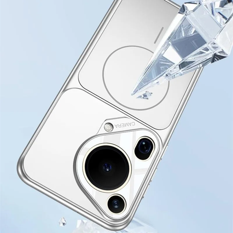 For Huawei Pura 70 Ultra Case Transform to for iPhone 17 Pro Matte PC Phone Cover Magnetic Case - Silver