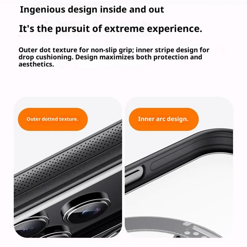 Acquisto all'ingrosso per custodia iPhone 17 Pro compatibile con MagSafe Supporto rotante in acrilico + Custodia per telefono TPU - Nero