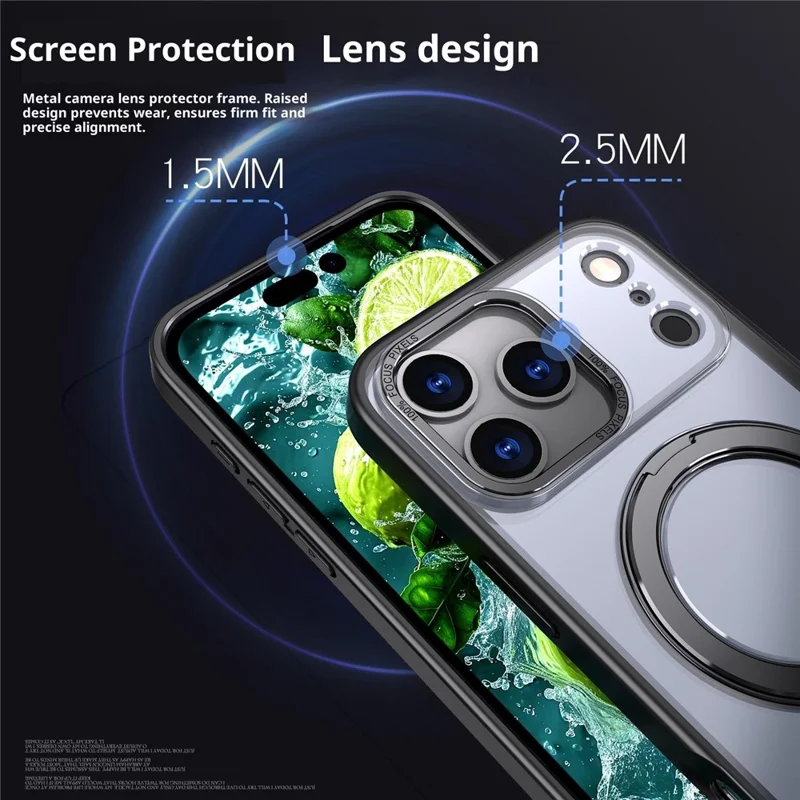 Compra em Massa para Capa do iPhone 17 Pro Compatível com Anel Magnético MagSafe Suporte Dobrável Acrílico + Capa de Telefone TPU - Preto