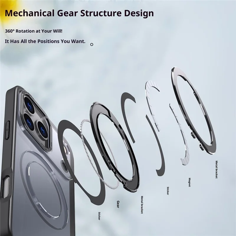 Compra em Massa para Capa do iPhone 17 Pro Compatível com Anel Magnético MagSafe Suporte Dobrável Acrílico + Capa de Telefone TPU - Preto