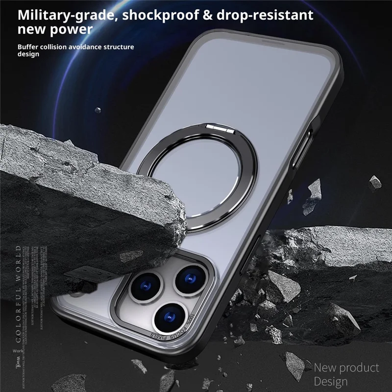 Compra em Massa para Capa do iPhone 17 Pro Compatível com Anel Magnético MagSafe Suporte Dobrável Acrílico + Capa de Telefone TPU - Preto