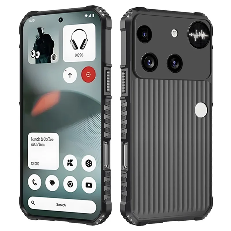 For Nothing Phone (3) 5G Case Stripes Design Anti-Slip Matte PC + TPU Phone Cover - Zwart